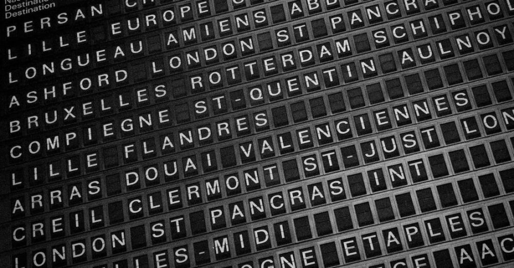 Destinations - Text on Information Sign