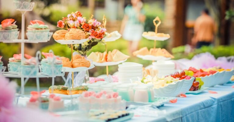 Event - Various Desserts on a Table covered with Baby Blue Cover