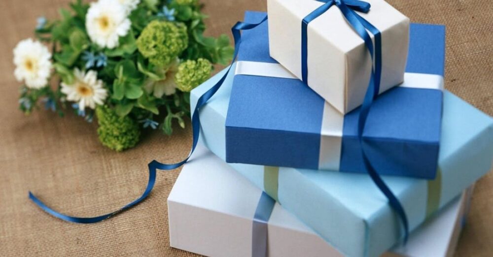 Gifts - Stacked Blue Colored Gift Boxes